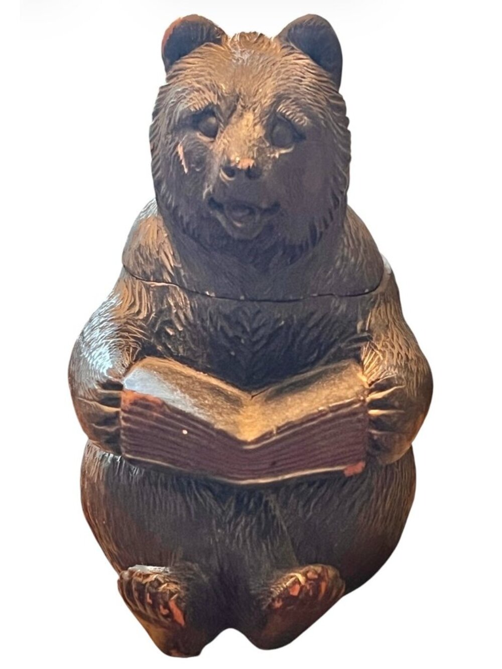 Pierre Michel Antique Swiss Black Forest Bear Box Hand Carved w/ Lid Label RARE